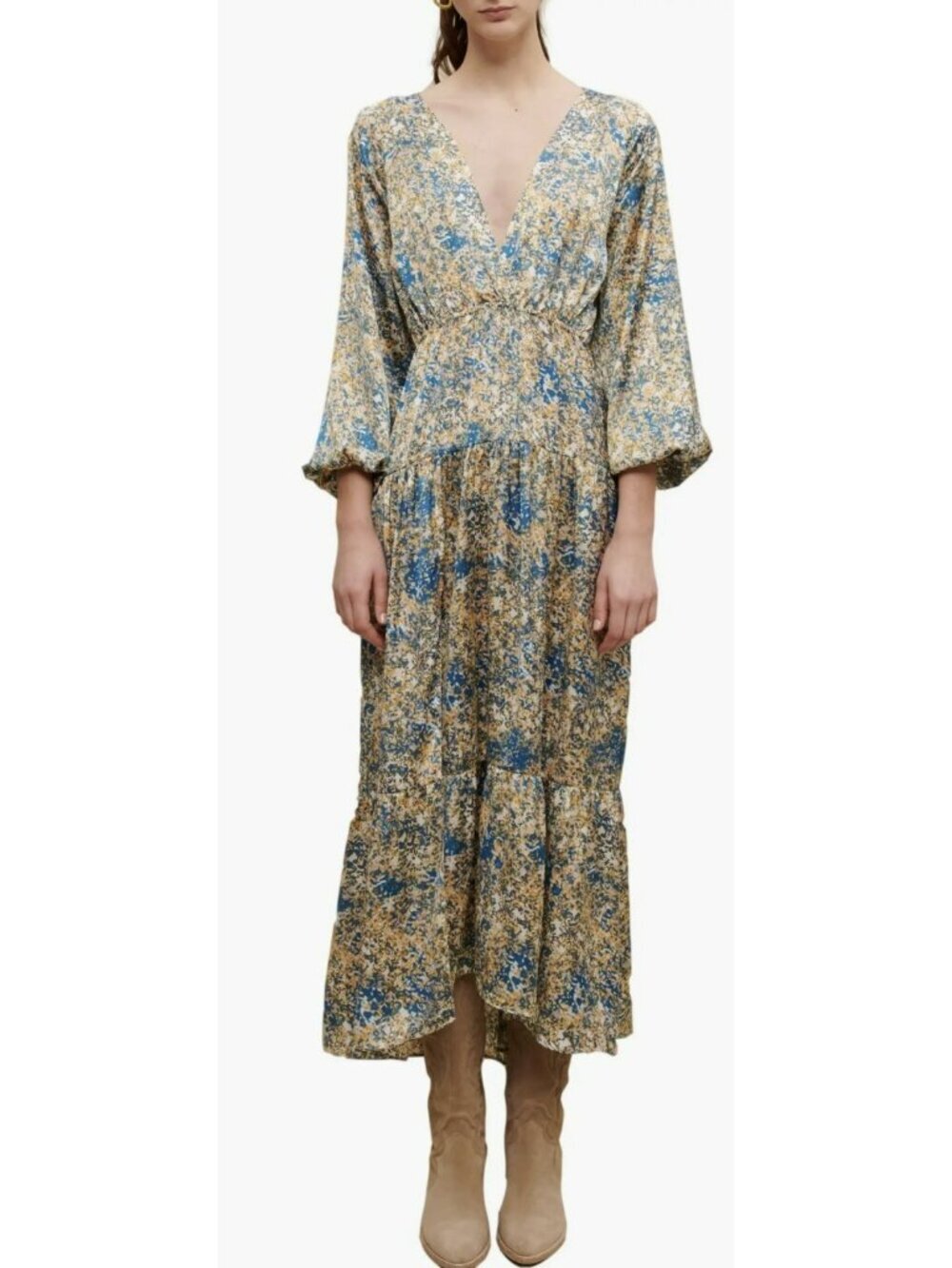 Maje tie Back Ritache Abstract Maxi Dress Size 36 Small New